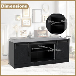 "Gainoom Black Farmhouse Tv Stand For 70"" Tvs 150 Cm Long Media Console Cabinet" - thumbnail 2