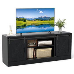 "Gainoom Black Farmhouse Tv Stand For 70"" Tvs 150 Cm Long Media Console Cabinet" - thumbnail 9