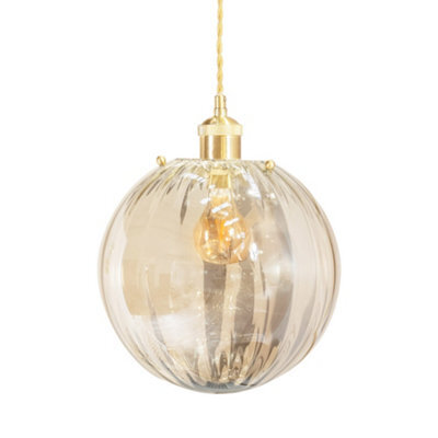 Valuelights Chessy Ribbed Glass Globe Easy Fit Lamp Shade (D)25Cm - image 1