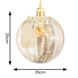 Valuelights Chessy Ribbed Glass Globe Easy Fit Lamp Shade (D)25Cm - thumbnail 6