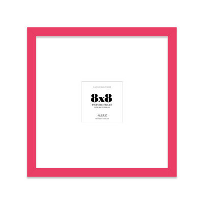 "8X8"" Bright Pink Picture Frame - 8X8"" Square Frame With 4X4"" Mount For 8X8""/4X4"" Pictures Art Deco Style Room Decor, 1 Pack" - image 1