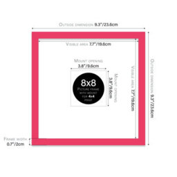 "8X8"" Bright Pink Picture Frame - 8X8"" Square Frame With 4X4"" Mount For 8X8""/4X4"" Pictures Art Deco Style Room Decor, 1 Pack" - thumbnail 2
