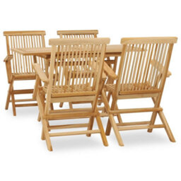 Berkfield 5 Piece Outdoor Dining Set Solid Teak Wood - thumbnail 1