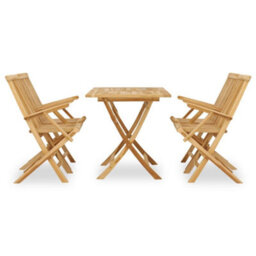 Berkfield 5 Piece Outdoor Dining Set Solid Teak Wood - thumbnail 2