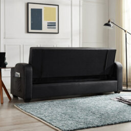 Home Detail Nebraska 3 Seater Sofa Bed Faux Leather With Side Pockets  Armrest Cupholders Underseat Storage Clic Clac - thumbnail 2