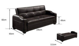 Home Detail Nebraska 3 Seater Sofa Bed Faux Leather With Side Pockets  Armrest Cupholders Underseat Storage Clic Clac - thumbnail 5