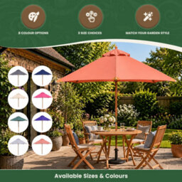 Garden Market Place The Garden Marketplace Hardwood Garden Parasol 3.5M With Pulley Lift, Polyester Canopy, Wind Vent And Reinforced Frame Terracotta - thumbnail 7