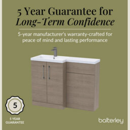 Balterley Left-Hand Bathroom Vanity And Wc Unit Combination With Basin - 1100mm - Woodgrain Mid Oak With Brushed Pewter Handles - thumbnail 6