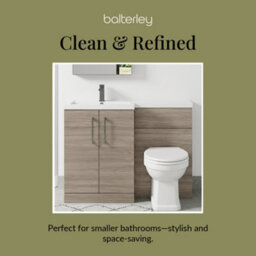 Balterley Left-Hand Bathroom Vanity And Wc Unit Combination With Basin - 1100mm - Woodgrain Mid Oak With Brushed Pewter Handles - thumbnail 7