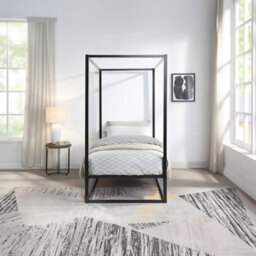 SlumberWorx Ashwell Modern Four 4 Poster Black Single Metal Bed Frame - thumbnail 2