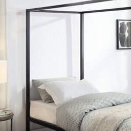 SlumberWorx Ashwell Modern Four 4 Poster Black Single Metal Bed Frame - thumbnail 5