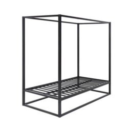 SlumberWorx Ashwell Modern Four 4 Poster Black Single Metal Bed Frame - thumbnail 6