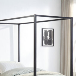 SlumberWorx Ashwell Modern Four 4 Poster Black Single Metal Bed Frame - thumbnail 4