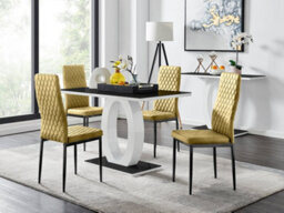 Furniturebox Uk Giovani 4 Black Dining Table & 4 Mustard Velvet Milan Black Leg Chairs - thumbnail 1