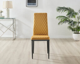 Furniturebox Uk Giovani 4 Black Dining Table & 4 Mustard Velvet Milan Black Leg Chairs - thumbnail 6