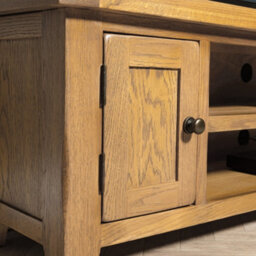 Elm Home And Garden Large Rustic Oak Wooden Tv Video Media Unit Stand 50Cm High X 180Cm Wide X 37Cm Deep Fully Assemblede - thumbnail 2