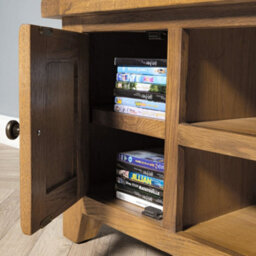 Elm Home And Garden Large Rustic Oak Wooden Tv Video Media Unit Stand 50Cm High X 180Cm Wide X 37Cm Deep Fully Assemblede - thumbnail 3