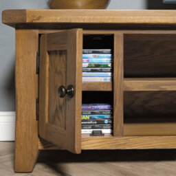 Elm Home And Garden Large Rustic Oak Wooden Tv Video Media Unit Stand 50Cm High X 180Cm Wide X 37Cm Deep Fully Assemblede - thumbnail 4