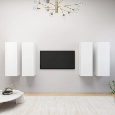 Berkfield Tv Cabinets 4 Pcs White 30.5X30X90 Cm Engineered Wood - image 1