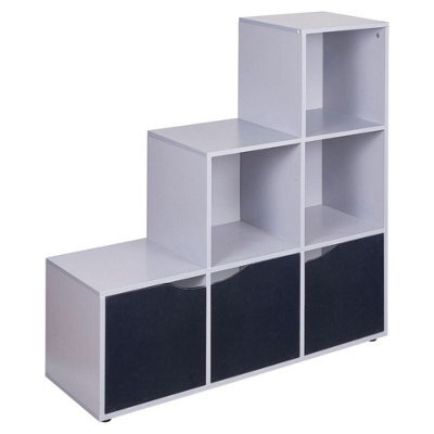 Urbn-Living 6-Cube Step Shelving Unit With Wooden Door - image 1