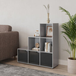 Urbn-Living 6-Cube Step Shelving Unit With Wooden Door - thumbnail 2