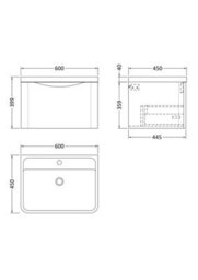 Balterley Dunwood Wall Hung 1 Drawer Bathroom Vanity Unit & Polymarble Basin, Satin Blue, 550mm - thumbnail 8