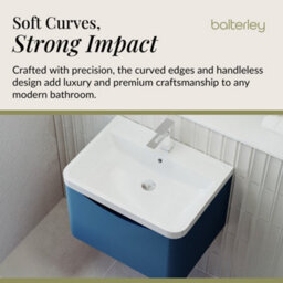 Balterley Dunwood Wall Hung 1 Drawer Bathroom Vanity Unit & Polymarble Basin, Satin Blue, 550mm - thumbnail 6