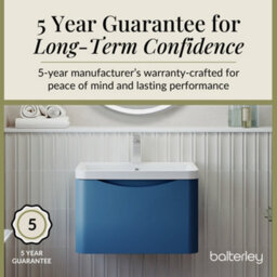 Balterley Dunwood Wall Hung 1 Drawer Bathroom Vanity Unit & Polymarble Basin, Satin Blue, 550mm - thumbnail 4