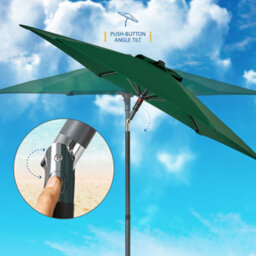 Sunmer 2M Push-Up Garden Parasol Sun Shading Umbrella With Tilt, Water Repellent Polyester, Powder-Coated Steel Frame - Green - thumbnail 6