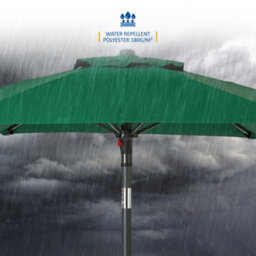 Sunmer 2M Push-Up Garden Parasol Sun Shading Umbrella With Tilt, Water Repellent Polyester, Powder-Coated Steel Frame - Green - thumbnail 3