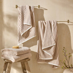 Yard Hebden Striped 100% Cotton Xl Bath Sheet, Natural, 100 X 180Cm - thumbnail 4