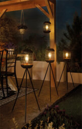 Netagon Garden Outdoor Solar Powered Led Black & Copper Tripod Lamp Light - thumbnail 4