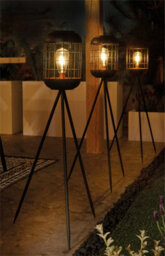 Netagon Garden Outdoor Solar Powered Led Black & Copper Tripod Lamp Light - thumbnail 5