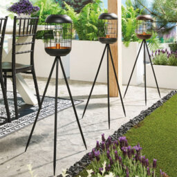 Netagon Garden Outdoor Solar Powered Led Black & Copper Tripod Lamp Light