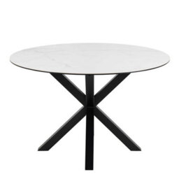Wyld Haus Perth 119Cm Round White Ceramic Dining Table With Black Metal Legs - thumbnail 3