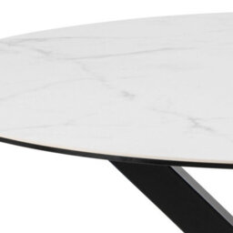 Wyld Haus Perth 119Cm Round White Ceramic Dining Table With Black Metal Legs - thumbnail 4