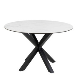 Wyld Haus Perth 119Cm Round White Ceramic Dining Table With Black Metal Legs - thumbnail 2