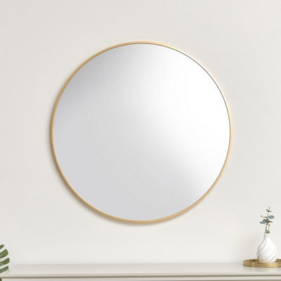 Melody Maison Large Round Antique Gold Wall Mirror - 80Cm X 80Cm - image 1