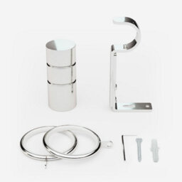 Polished Chrome 28mm Barrel Fixed Length Metal Curtain Pole  220Cm - thumbnail 3