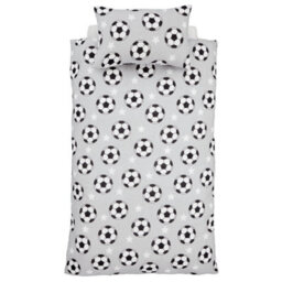 Catherine Lansfield Brushed Cotton Football Stars Reversible Duvet Cover Set With Pillowcases Grey - thumbnail 5