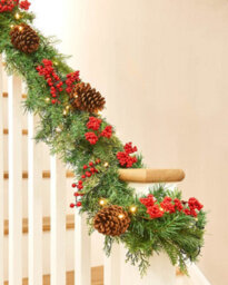 WeRChristmas 9 Ft Pre-Lit Artificial Christmas Garland With Pinecones And Red Berries, 50 Warm White Leds - thumbnail 4