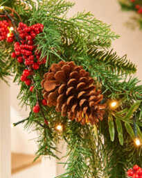 WeRChristmas 9 Ft Pre-Lit Artificial Christmas Garland With Pinecones And Red Berries, 50 Warm White Leds - thumbnail 5
