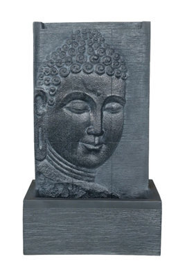 Outdoor Living UK Aqua Creations Charcoal Buddha Wall Solar Water Feature With Protective Cover - image 1