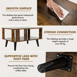 Costway Industrial Coffee Table 2-Tier Wooden Center Table Small Side Table Living Room - thumbnail 7