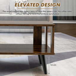 Costway Industrial Coffee Table 2-Tier Wooden Center Table Small Side Table Living Room - thumbnail 8