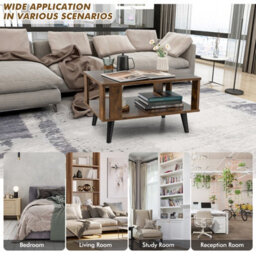 Costway Industrial Coffee Table 2-Tier Wooden Center Table Small Side Table Living Room - thumbnail 9