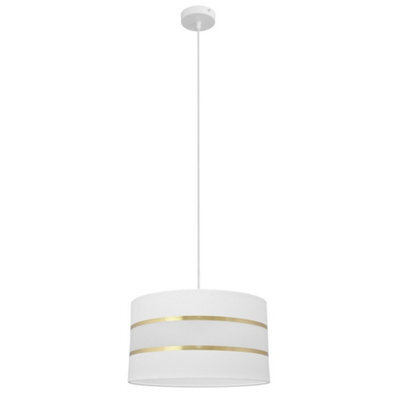 Luminosa Lighting Luminosa Helen Cylindrical Pendant Ceiling Light White, Gold 35Cm