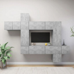 Berkfield 10 Piece Tv Cabinet Set Concrete Grey Engineered Wood - thumbnail 1
