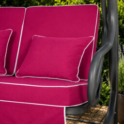 Alfresia Roma 3-Seater Swing Seat Charcoal Frame With Luxury Wine Red Cushions - thumbnail 2