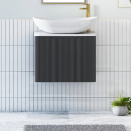 Royal Bathrooms Avenza 600mm Matt Obsidian Black Wall Hung Bathroom Countertop Vanity Unit 1 Drawer With Cesar Basin - thumbnail 1